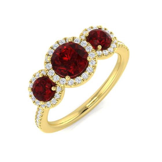 1.70ct SI2/G Round cut Ruby Gemstone Ring in 18k Yellow Gold