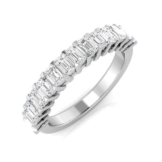 1.17ct SI2/G Emerald cut Diamond Half Eternity Ring in Platinum