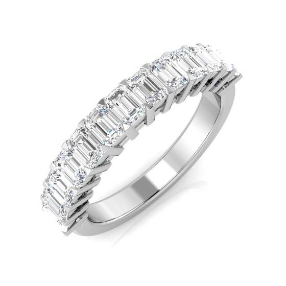 1.34ct SI2/G Emerald cut Diamond Half Eternity Ring in Platinum