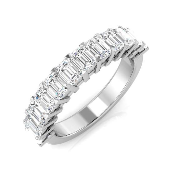 1.90ct SI2/G Emerald cut Diamond Half Eternity Ring in Platinum