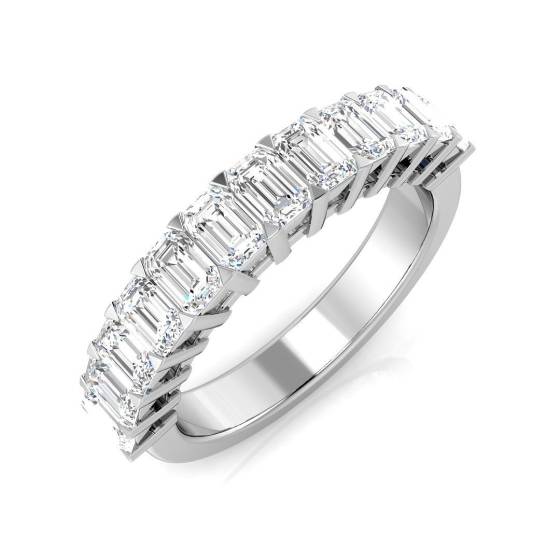 1.64ct SI2/G Emerald cut Diamond Half Eternity Ring in Platinum