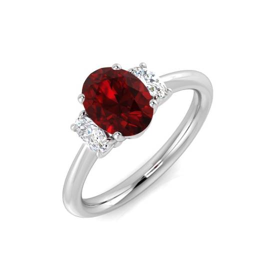 1.45ct SI2/G Oval cut Ruby Gemstone Ring in Platinum