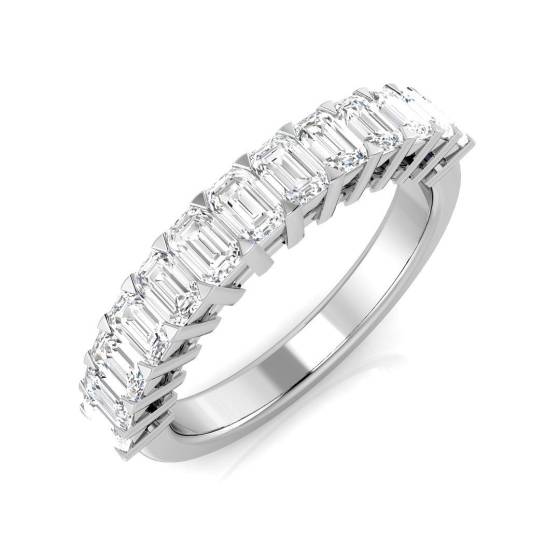 1.28ct SI2/G Emerald cut Diamond Half Eternity Ring in Platinum