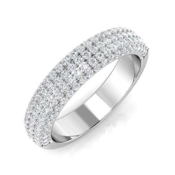 0.96ct SI1/G Round cut Diamond Pave Ring in Platinum