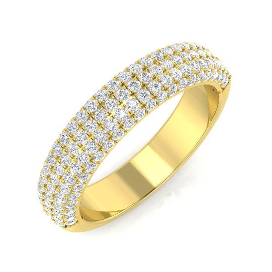 0.96ct SI1/G Round cut Diamond Half Eternity Ring in 18k Yellow Gold