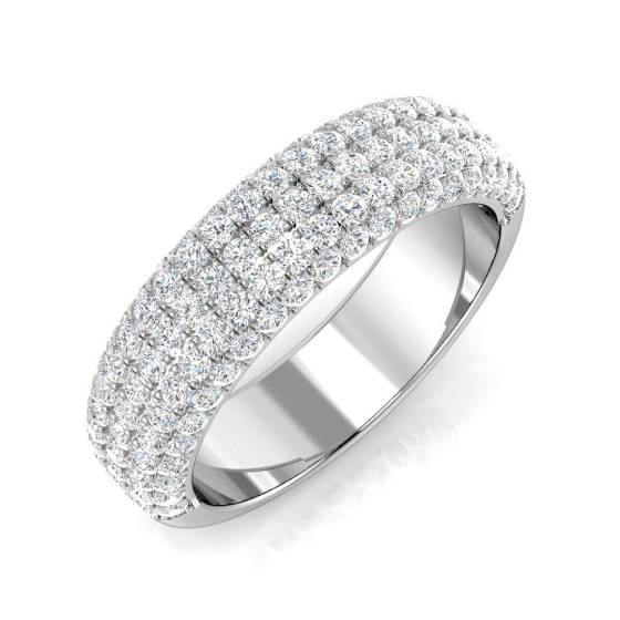 0.62ct SI1/G Round cut Diamond Pave Ring in Platinum