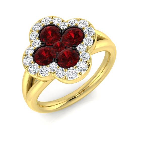 1.77ct SI2/G Round cut Ruby Gemstone Ring in 18k Yellow Gold