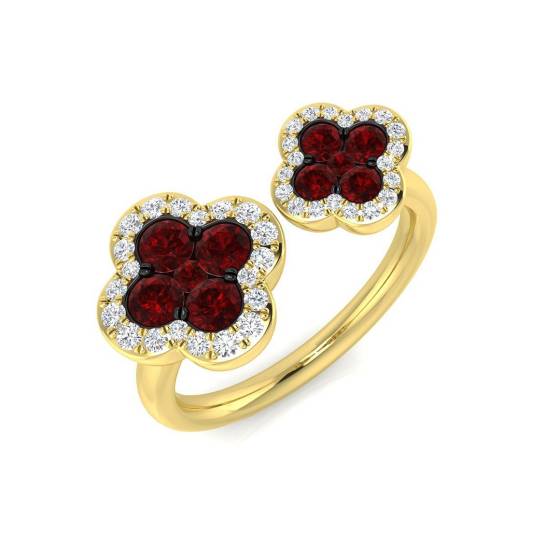 1.03ct SI2/G Round cut Ruby Gemstone Ring in 18k Yellow Gold