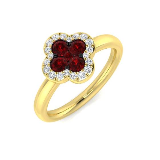 0.57ct SI2/G Round cut Ruby Gemstone Ring in 18k Yellow Gold