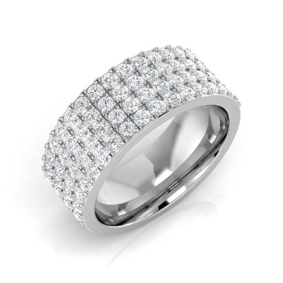 1.25ct SI1/G Round cut Diamond Pave Ring in Platinum