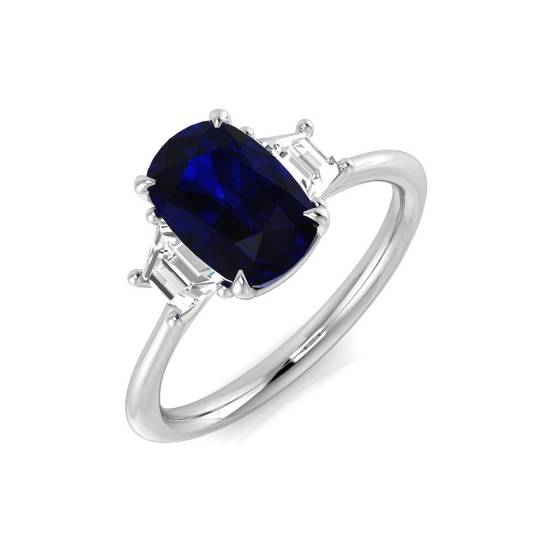 1.86ct SI1/G Cushion cut Blue Sapphire Gemstone Ring in Platinum