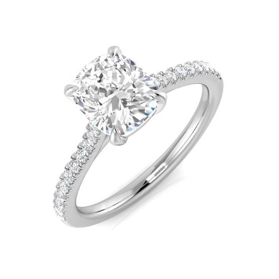 1.68ct SI1/G Cushion cut Shoulder Set Engagement Ring in Platinum