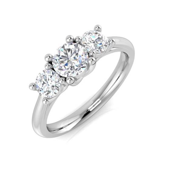 1.09ct SI2/G Round cut Diamond 3 Stone Ring in Platinum