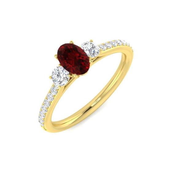 0.97ct SI2/G Oval cut Ruby Gemstone Ring in 18k Yellow Gold