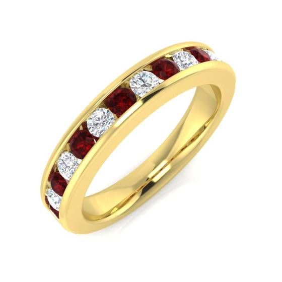 0.70ct SI2/G Round cut Ruby Gemstone Ring in 18k Yellow Gold