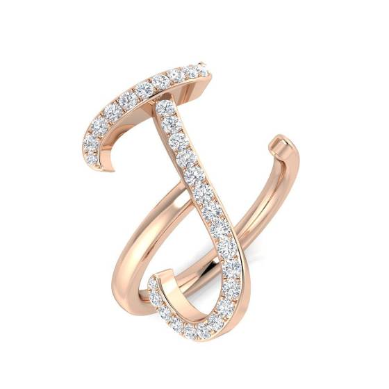 0.38ct SI2/G Round cut Diamond Initials Ring in 9k Rose Gold