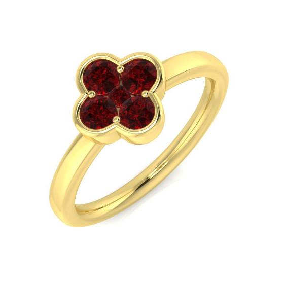 0.53ct AA Round cut Ruby Gemstone Ring in 18k Yellow Gold