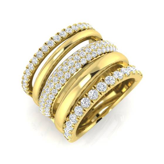 1.66ct SI2/G Round cut Diamond Pave Ring in 18k Yellow Gold