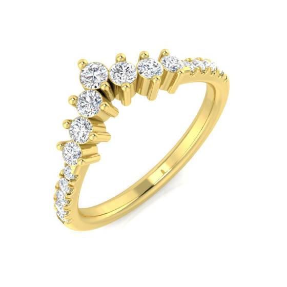 0.41ct SI2/G Round cut Diamond Wishbone Ring in 18k Yellow Gold