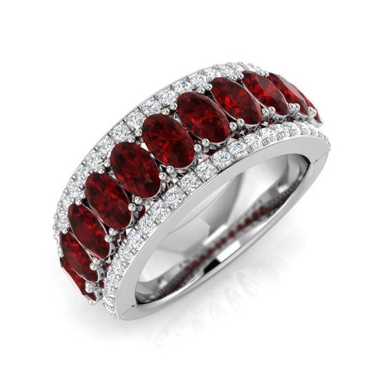 3.71ct SI2/G Oval cut Ruby Gemstone Ring in Platinum