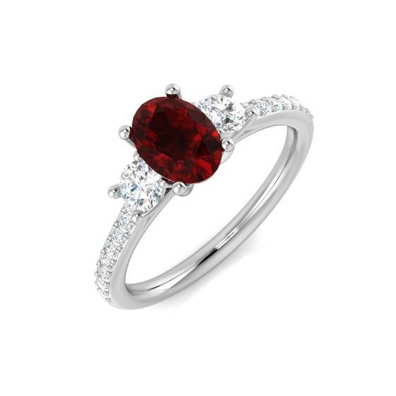 1.55ct SI1/G Oval cut Ruby Gemstone Ring in Platinum