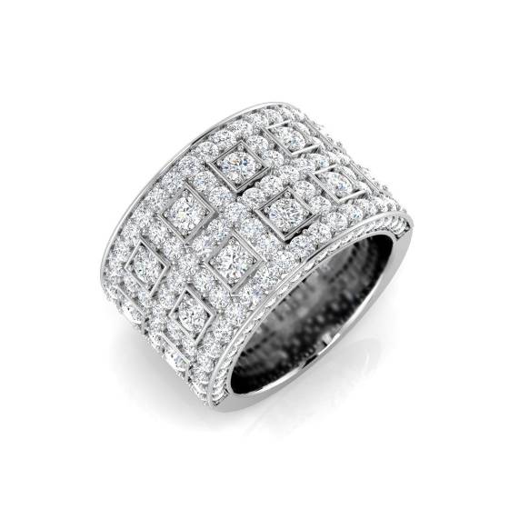 2.68ct SI1/G Round cut Diamond Pave Ring in 9k White Gold