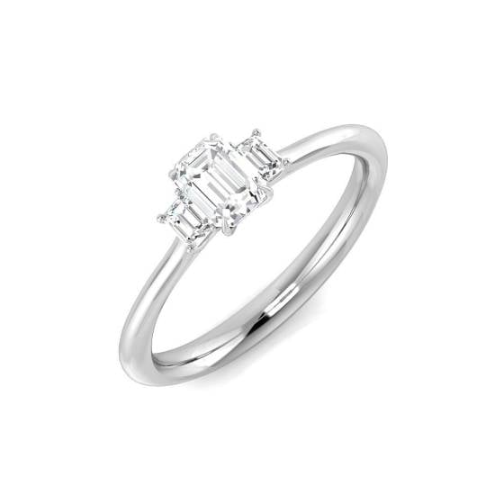 0.57ct SI1/G Emerald cut Diamond 3 Stone Ring in Platinum