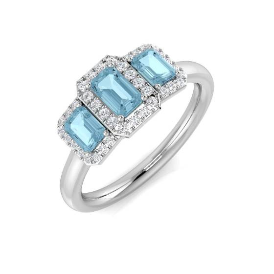 0.90ct SI2/G Emerald cut Aquamarine Gemstone Ring in Platinum