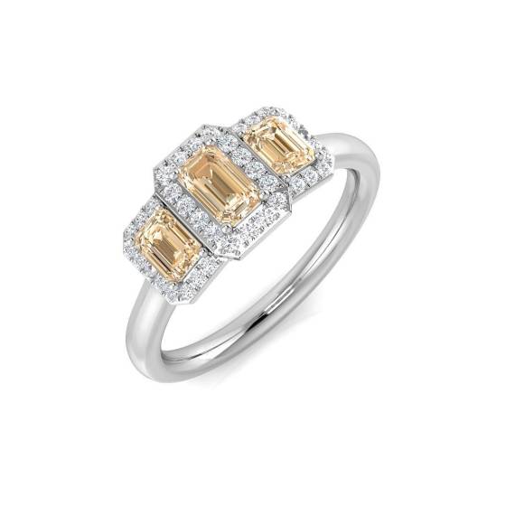 0.87ct SI2/G Emerald cut Morganite Gemstone Ring in Platinum