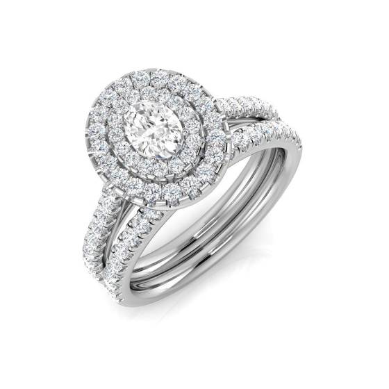 1.10ct SI2/G Oval cut Diamond Halo Ring in Platinum