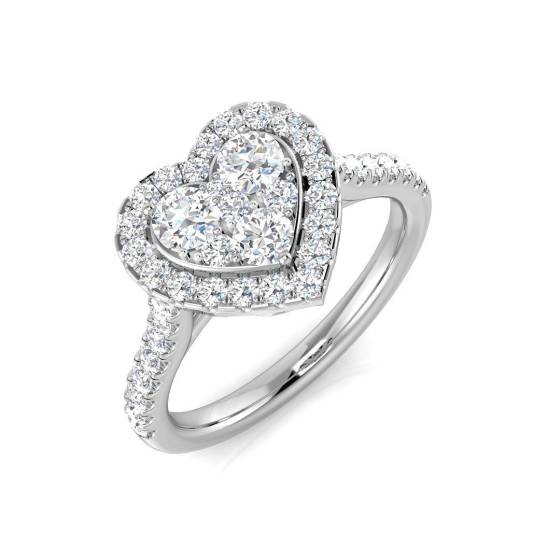 0.74ct SI2/G Round cut Diamond Cluster Ring in 18k White Gold