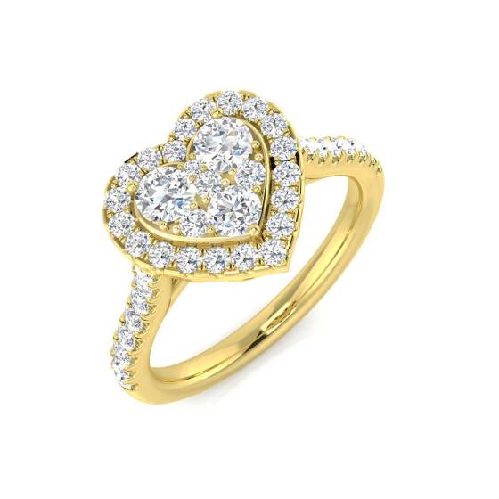 0.74ct SI2/G Round cut Diamond Cluster Ring in 9k Yellow Gold