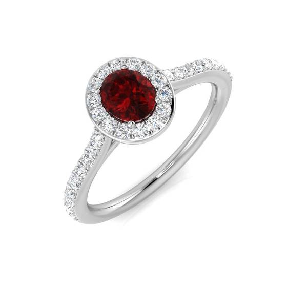 0.82ct SI2/G Oval cut Ruby Gemstone Ring in Platinum