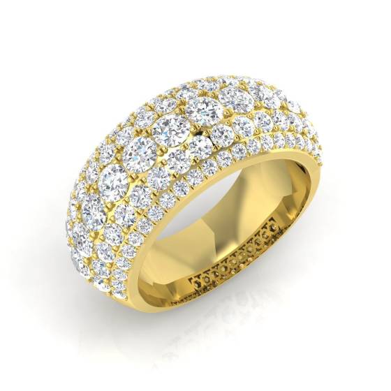 2.93ct SI2/G Round cut Diamond Pave Ring in 9k Yellow Gold