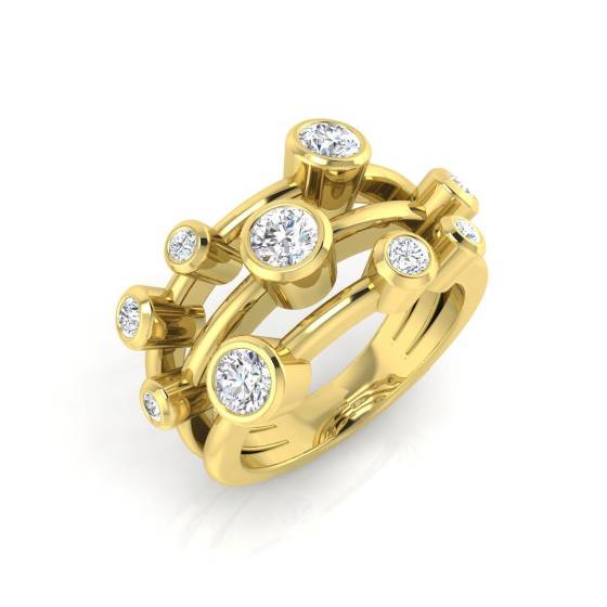 1.01ct SI2/G Round cut Diamond Bubble Ring in 9k Yellow Gold