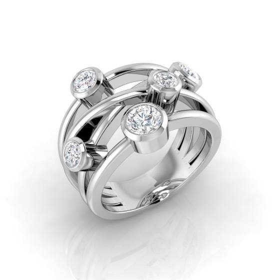 0.94ct SI2/G Round cut Diamond Bubble Ring in 9k White Gold