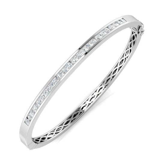 0.99ct SI2/G Round cut Diamonds Channel Set Bangle in 9k White Gold