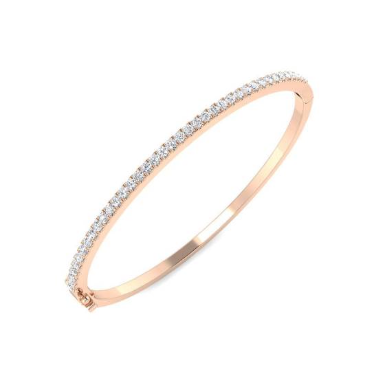 0.90ct SI1/G Round cut Diamonds Fancy Bangle in 18k Rose Gold