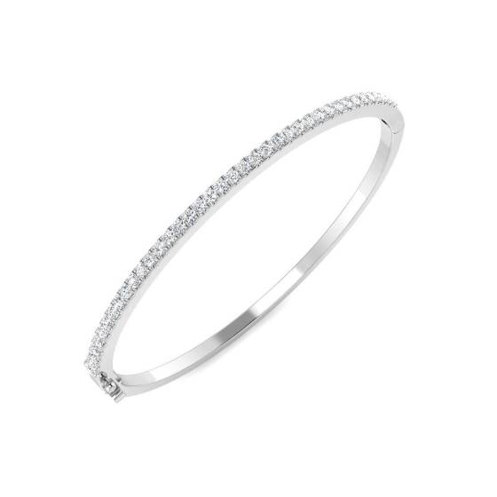 0.90ct SI2/G Round cut Diamonds Fancy Bangle in 18k White Gold