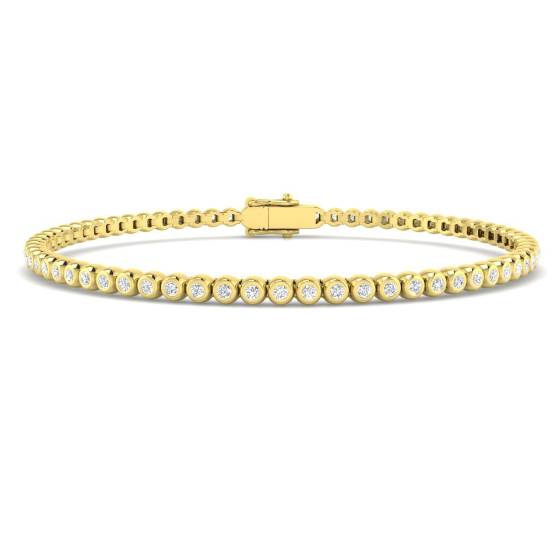 1.10ct SI2/G Round cut Diamonds Tennis Bracelet in 18k Yellow Gold