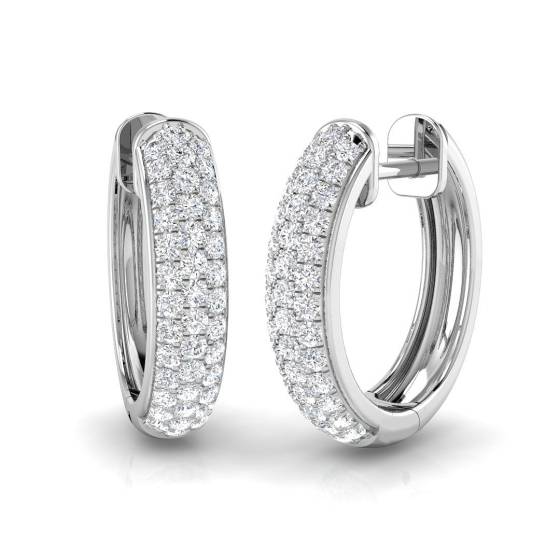 0.69ct SI1/G Round cut Diamond Hoop Earrings in 18k White Gold