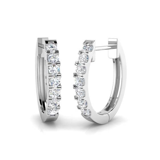 0.31ct SI2/G Round cut Diamond Hoop Earrings in 18k White Gold