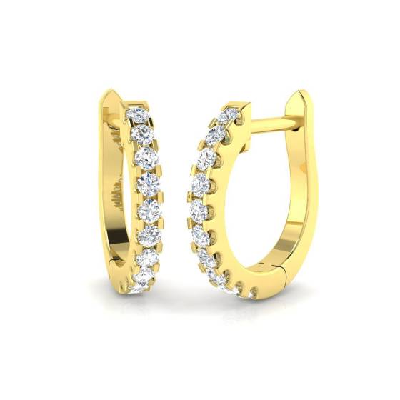 0.20ct SI1/G Round cut Diamond Hoop Earrings in 18k Yellow Gold