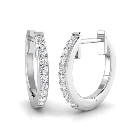 0.11ct SI2/G Round cut Diamond Hoop Earrings in 9k White Gold