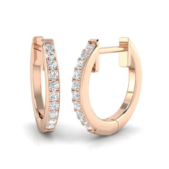 0.10ct SI1/G Round cut Diamond Hoop Earrings in 18k Rose Gold