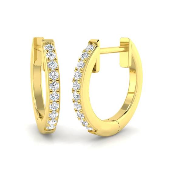 0.10ct SI2/G Round cut Diamond Hoop Earrings in 9k Yellow Gold