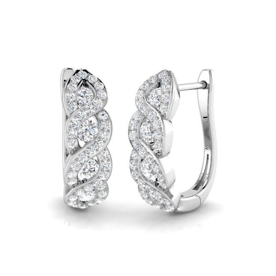 0.55ct SI2/G Round cut Diamond Hoop Earrings in 18k White Gold