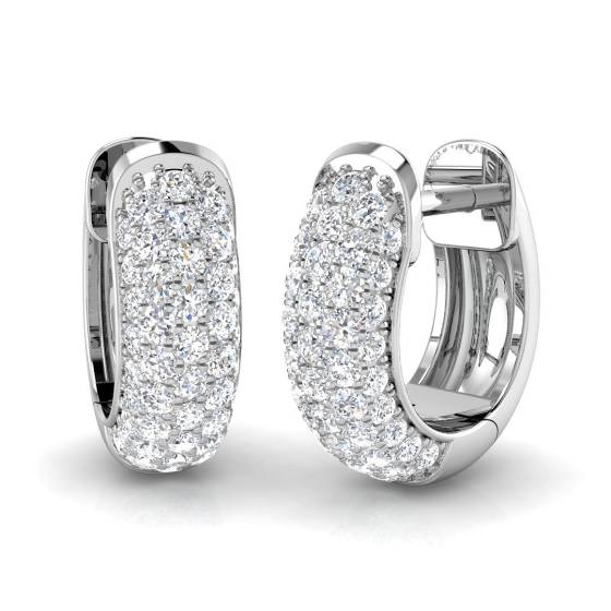 0.74ct SI2/G Round cut Diamond Hoop Earrings in 18k White Gold