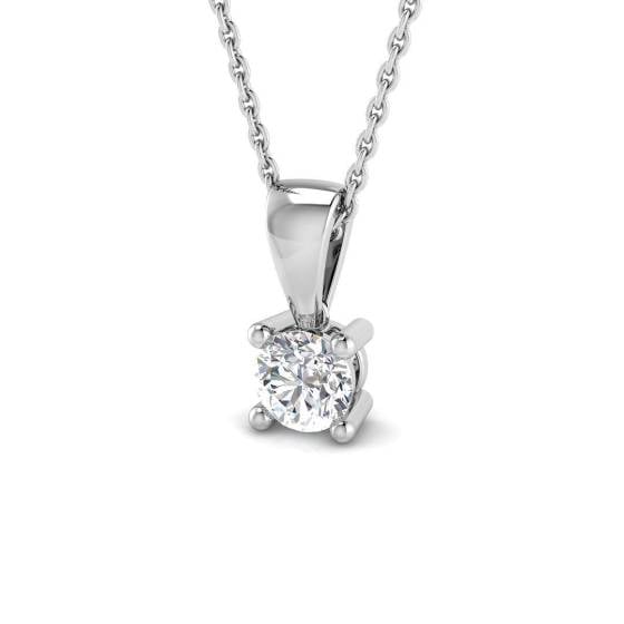 0.41ct I1/G Round cut Diamond Solitaire Pendant in 18k White Gold