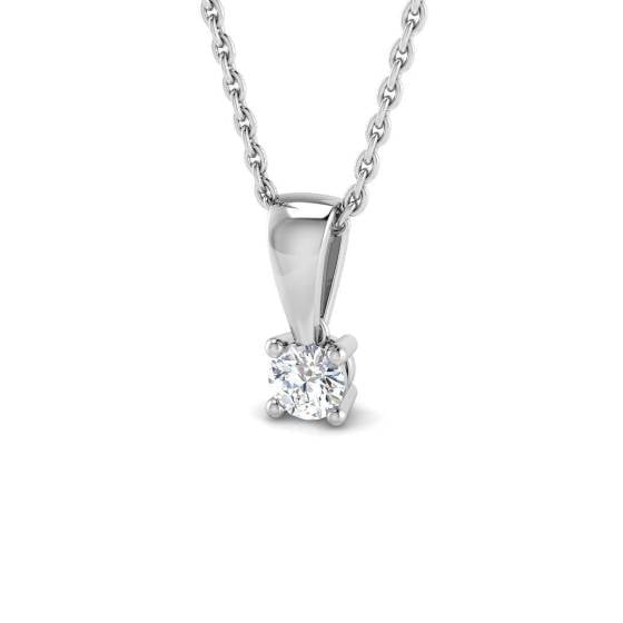 0.11ct SI2/G Round cut Diamond Solitaire Pendant in 9k White Gold